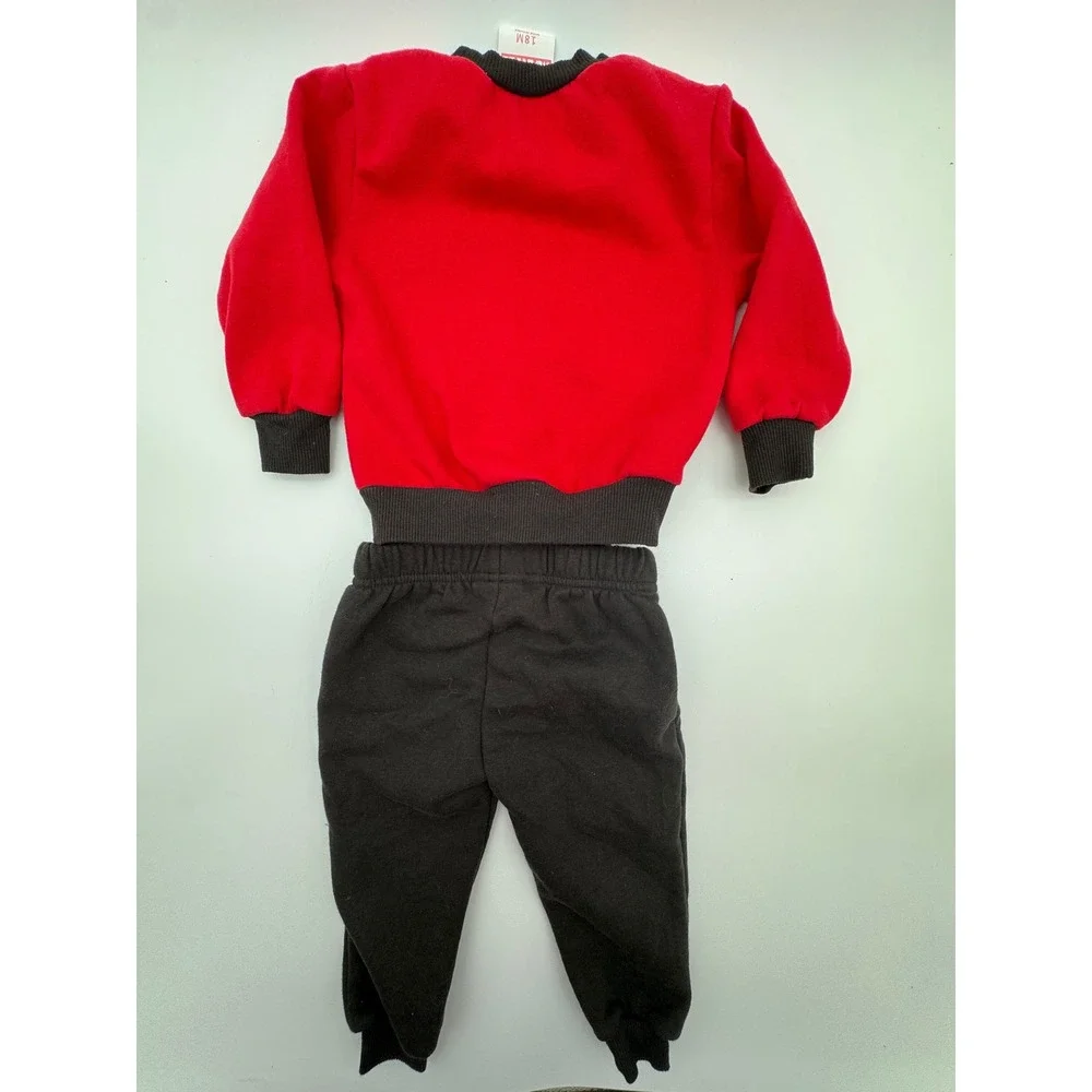 Marvel Spiderman Boys 18M Red Black Fleece Sweatshirt‎ Jogger Pants 2 Piece Set